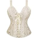 Women's Lace up Gothic Jacquard Shoulder Straps Tank Overbust Shaper Corset Bustiers Top