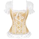 Women's Lace up Gothic Jacquard Shoulder Straps Tank Overbust Shaper Corset Bustiers Top