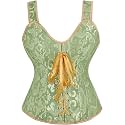 Women's Lace up Gothic Jacquard Shoulder Straps Tank Overbust Shaper Corset Bustiers Top