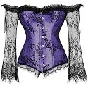 Women's Lace up Gothic Jacquard Shoulder Straps Tank Overbust Shaper Corset Bustiers Top