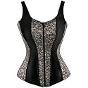 Women's Lace up Gothic Jacquard Shoulder Straps Tank Overbust Shaper Corset Bustiers Top
