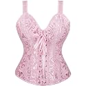Women's Lace up Gothic Jacquard Shoulder Straps Tank Overbust Shaper Corset Bustiers Top