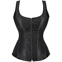 Women's Lace up Gothic Jacquard Shoulder Straps Tank Overbust Shaper Corset Bustiers Top