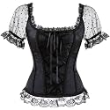Women's Lace up Gothic Jacquard Shoulder Straps Tank Overbust Shaper Corset Bustiers Top