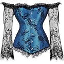 Women's Lace up Gothic Jacquard Shoulder Straps Tank Overbust Shaper Corset Bustiers Top