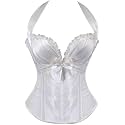 Women's Lace up Gothic Jacquard Shoulder Straps Tank Overbust Shaper Corset Bustiers Top