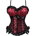 Women's Lace up Gothic Jacquard Shoulder Straps Tank Overbust Shaper Corset Bustiers Top