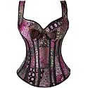 Women's Lace up Gothic Jacquard Shoulder Straps Tank Overbust Shaper Corset Bustiers Top
