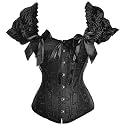 Women's Lace up Gothic Jacquard Shoulder Straps Tank Overbust Shaper Corset Bustiers Top
