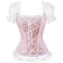 Women's Lace up Gothic Jacquard Shoulder Straps Tank Overbust Shaper Corset Bustiers Top