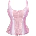 Women's Lace up Gothic Jacquard Shoulder Straps Tank Overbust Shaper Corset Bustiers Top