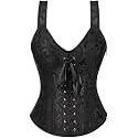 Women's Lace up Gothic Jacquard Shoulder Straps Tank Overbust Shaper Corset Bustiers Top