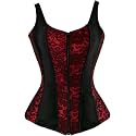 Women's Lace up Gothic Jacquard Shoulder Straps Tank Overbust Shaper Corset Bustiers Top