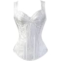 Women's Lace up Gothic Jacquard Shoulder Straps Tank Overbust Shaper Corset Bustiers Top