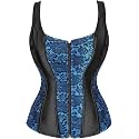 Women's Lace up Gothic Jacquard Shoulder Straps Tank Overbust Shaper Corset Bustiers Top