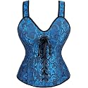 Women's Lace up Gothic Jacquard Shoulder Straps Tank Overbust Shaper Corset Bustiers Top