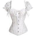Women's Lace up Gothic Jacquard Shoulder Straps Tank Overbust Shaper Corset Bustiers Top