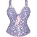 Women's Lace up Gothic Jacquard Shoulder Straps Tank Overbust Shaper Corset Bustiers Top