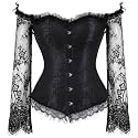Women's Lace up Gothic Jacquard Shoulder Straps Tank Overbust Shaper Corset Bustiers Top