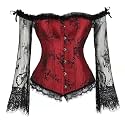 Women's Lace up Gothic Jacquard Shoulder Straps Tank Overbust Shaper Corset Bustiers Top