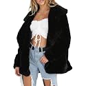 Women's Lapel Open Front Warm Faux Fur Jacket Coats Long Sleeve Fleece Cardigan Jackets Overcoat with Pockets