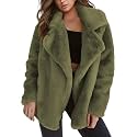 Women's Lapel Open Front Warm Faux Fur Jacket Coats Long Sleeve Fleece Cardigan Jackets Overcoat with Pockets