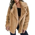 Women's Lapel Open Front Warm Faux Fur Jacket Coats Long Sleeve Fleece Cardigan Jackets Overcoat with Pockets