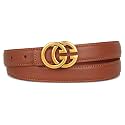 Women's Leather Belt with Buckle - Ideal for Dresses, Jeans, and Coats