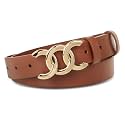 Women's Leather Belt with Buckle - Ideal for Dresses, Jeans, and Coats