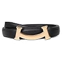 Women's Leather Belt with Buckle - Ideal for Dresses, Jeans, and Coats