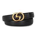 Women's Leather Belt with Buckle - Ideal for Dresses, Jeans, and Coats