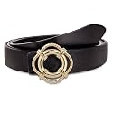 Women's Leather Belt with Buckle - Ideal for Dresses, Jeans, and Coats