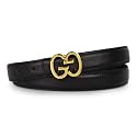 Women's Leather Belt with Buckle - Ideal for Dresses, Jeans, and Coats