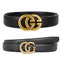 Women's Leather Belt with Buckle - Ideal for Dresses, Jeans, and Coats
