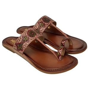 Womens Leather Kolhapuri Chappals - Handmade Ethnic