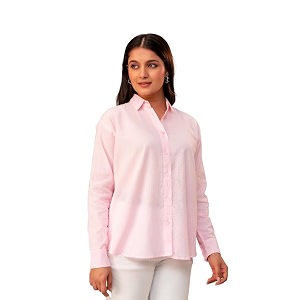 Womens Linen Blend Shirt Casual Collared
