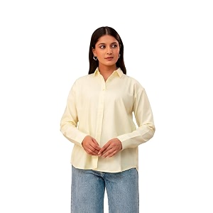 Womens Linen Blend Shirt Casual Collared