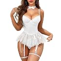 Women's Lingerie Set Sexy Underwire Lace Up Corset Rave Outfits Babydoll