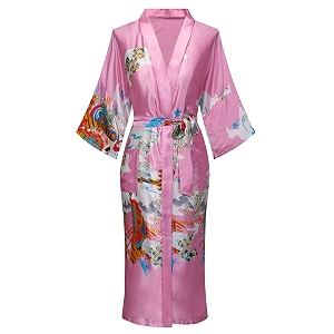 women39s long kimono robe floral printed satin robes lightweight silky bathrobe nightgown with pockets