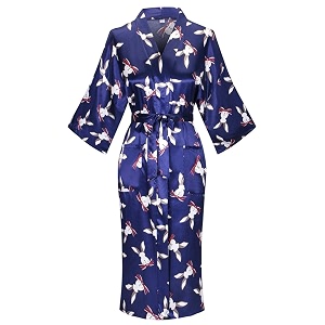women39s long kimono robe floral printed satin robes lightweight silky bathrobe nightgown with pockets