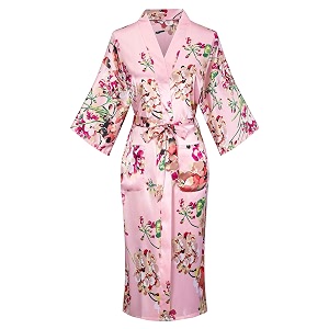 women39s long kimono robe floral printed satin robes lightweight silky bathrobe nightgown with pockets