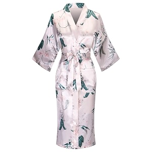 women39s long kimono robe floral printed satin robes lightweight silky bathrobe nightgown with pockets