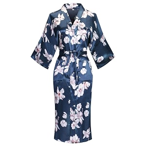 women39s long kimono robe floral printed satin robes lightweight silky bathrobe nightgown with pockets