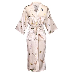 women39s long kimono robe floral printed satin robes lightweight silky bathrobe nightgown with pockets beige x-large