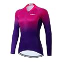 Women's Long Sleeve Cycling Jersey, Quick Dry Bike Top with Reflective Strip, Zipper and Pockets