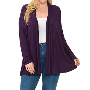Womens Long Sleeve Jersey Plus Size Cardigan