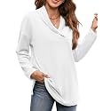 Women's Long Sleeve Tops Fall Shawl Neck Tunic Tops for Leggings Casual Blouse Sweatshirt