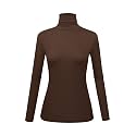Women's Long Sleeve Turtleneck Shirts Slim Fitted Lightweight Base Layer Casual Tops