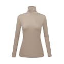 Women's Long Sleeve Turtleneck Shirts Slim Fitted Lightweight Base Layer Casual Tops