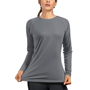 women39s long sleeve upf 50 uv sun protection shirts athletic rash guard swim shirthoodie for outdoor diving hiking